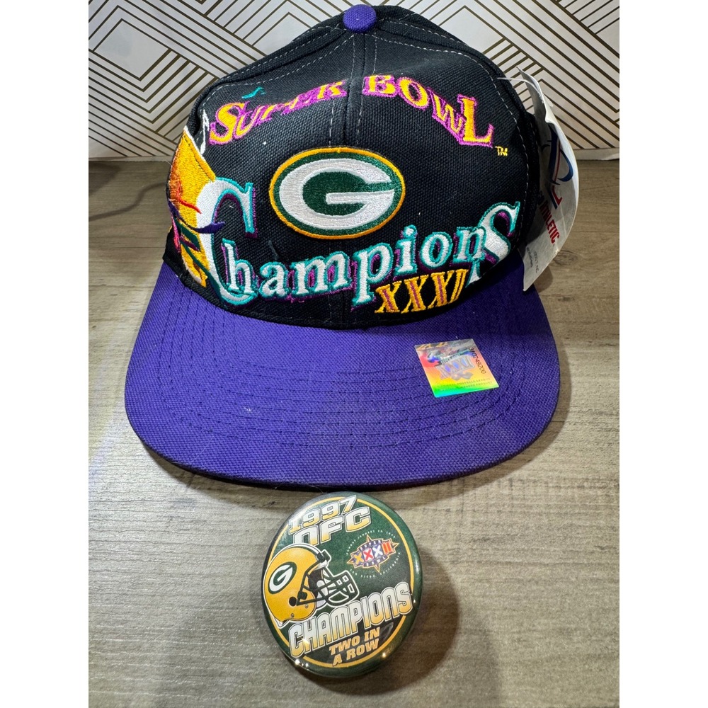 Vintage Logo Athletic Green Bay Packers Super Bowl XXXI Champions Hat Snapback